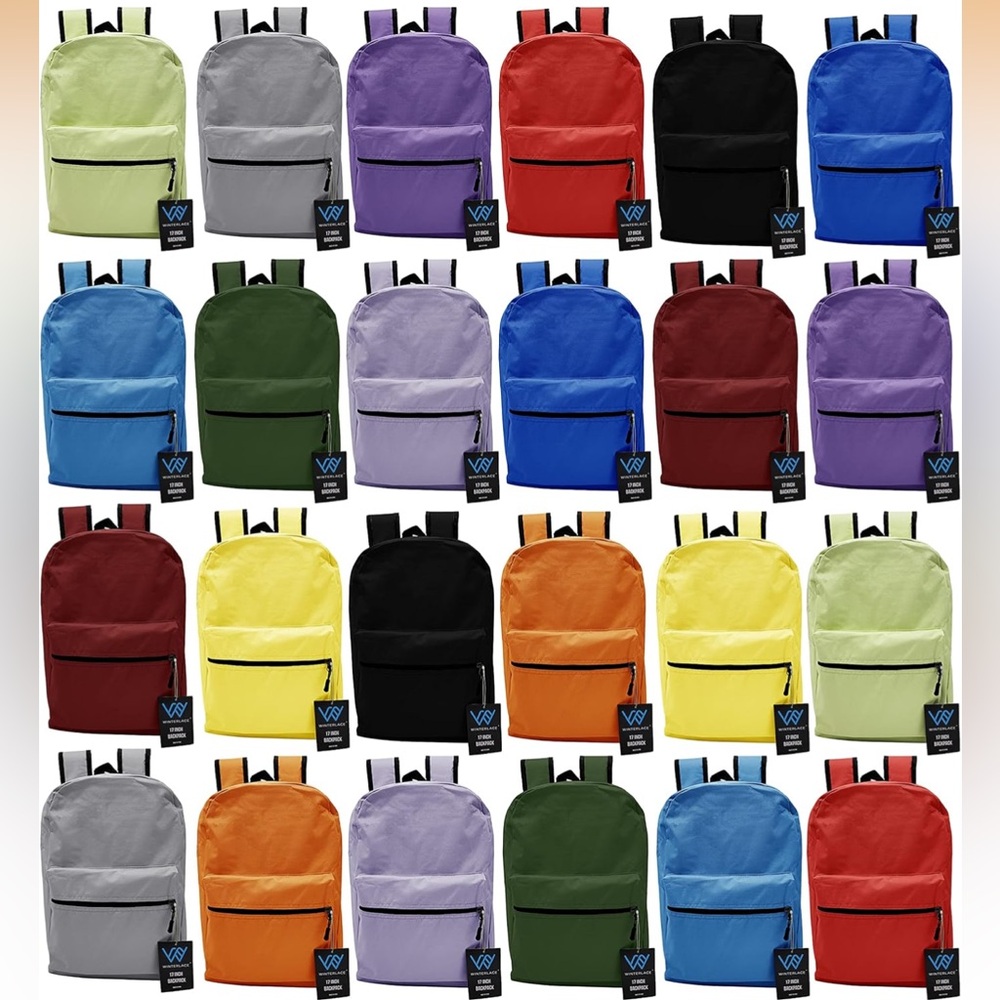 Set of 5 Backpacks - 17” Lightweight Camping, Travel, Gym, School, Concert Bags